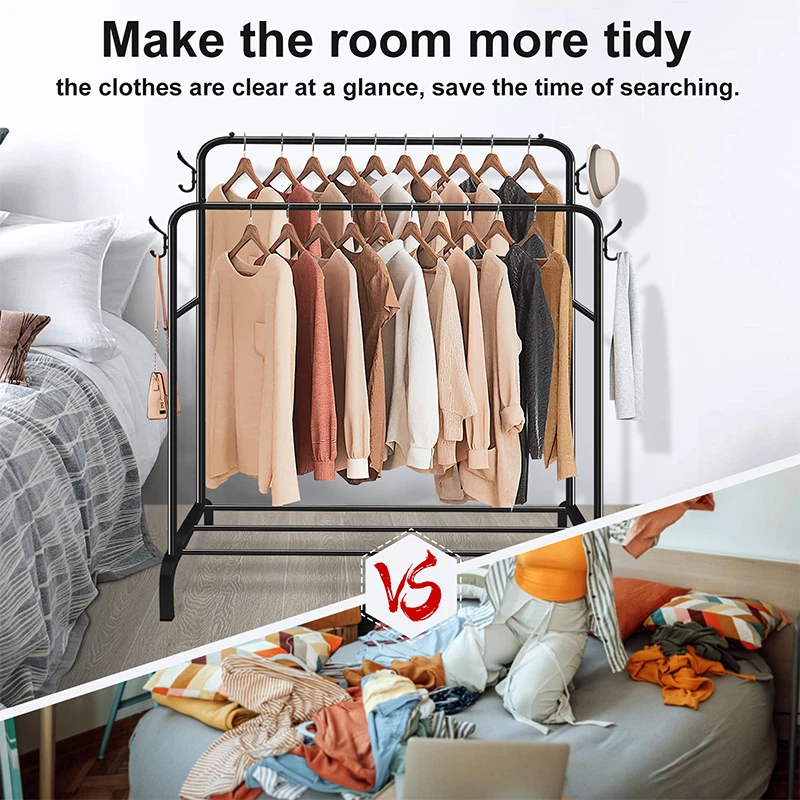 Heavy Duty Metal Double Clothes Rail Rack