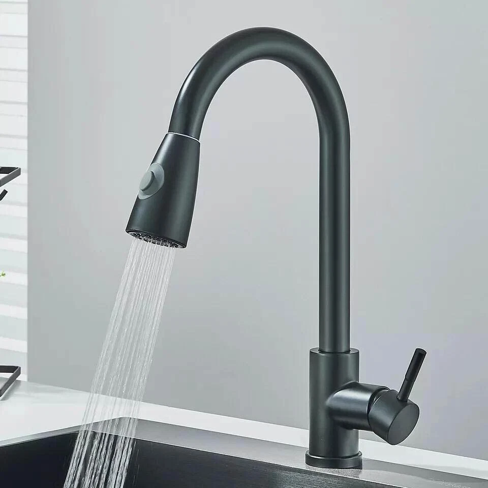 Kitchen Mixer Tap Black 360° Pull Out 2-Mode
