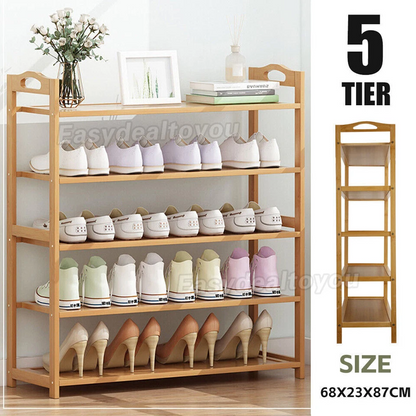 4-5 Tiers Layers Bamboo Shoe Rack