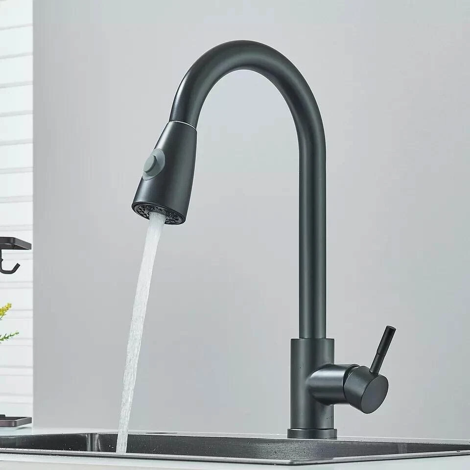 Kitchen Mixer Tap Black 360° Pull Out 2-Mode