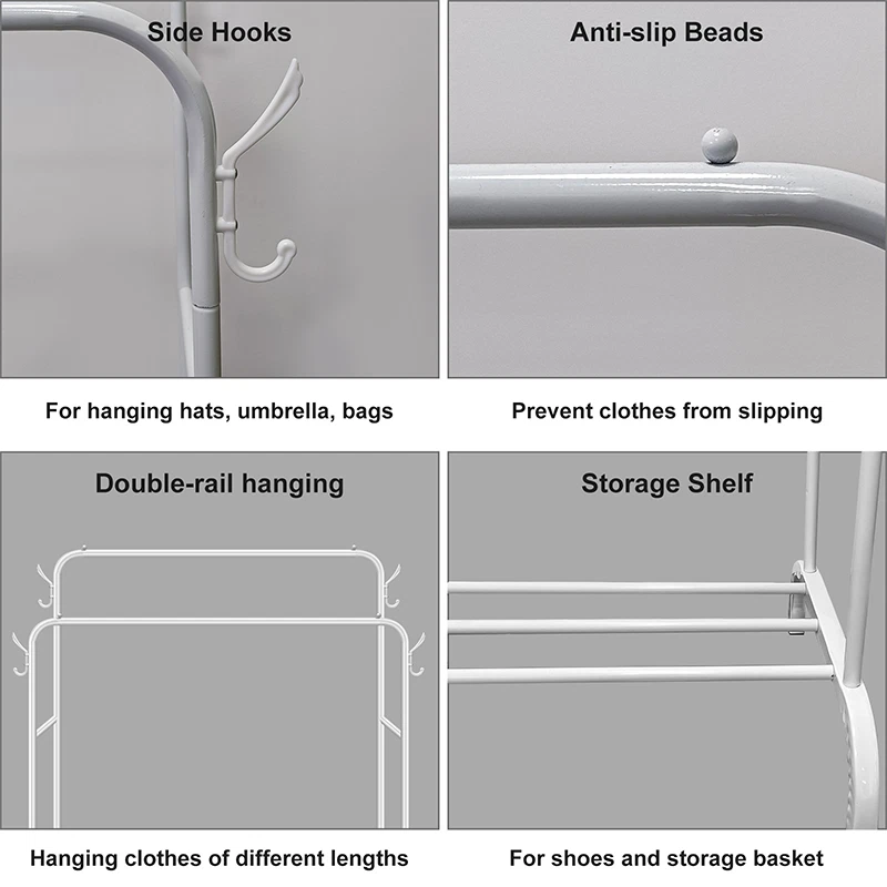 Heavy Duty Metal Double Clothes Rail Rack