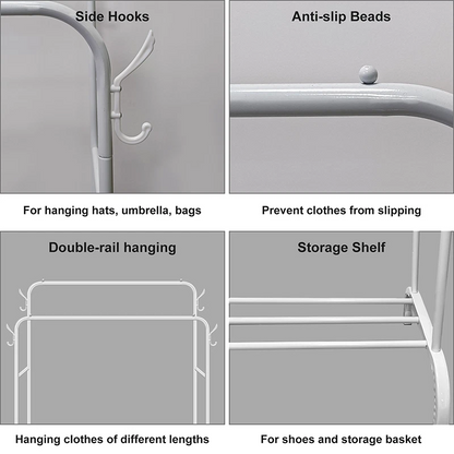 Heavy Duty Metal Double Clothes Rail Rack