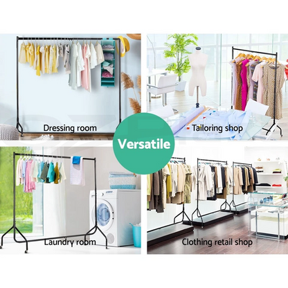 6FT Metal Garment Clothes Rail Rack