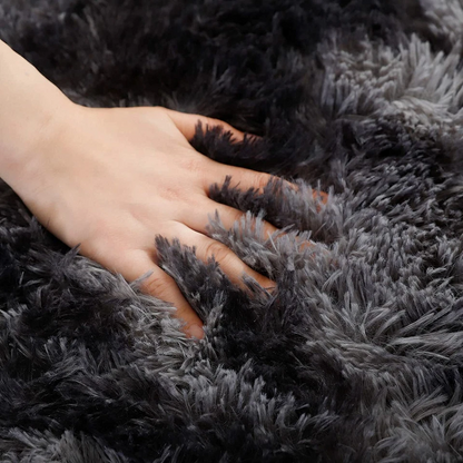 Light Grey And Dark Grey Fluffy Area Rug