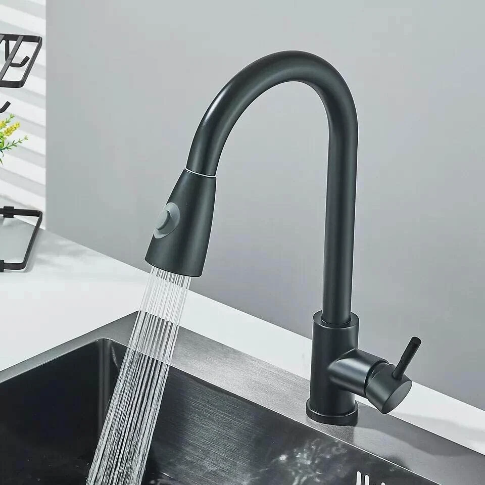 Kitchen Mixer Tap Black 360° Pull Out 2-Mode
