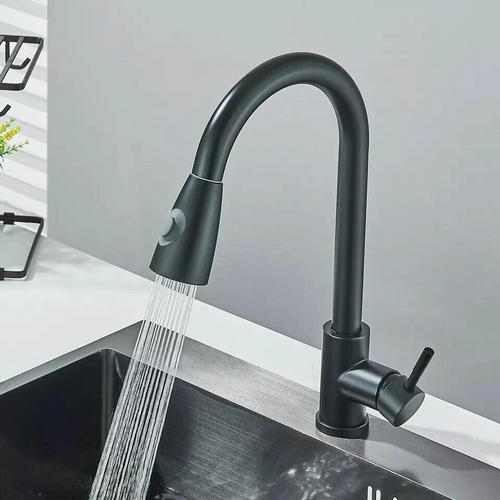 Kitchen Mixer Tap Black 360° Pull Out 2-Mode