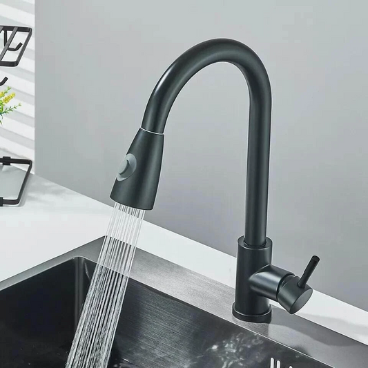 Kitchen Mixer Tap Black 360° Pull Out 2-Mode