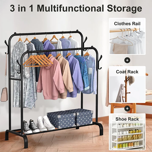Heavy Duty Metal Double Clothes Rail Rack