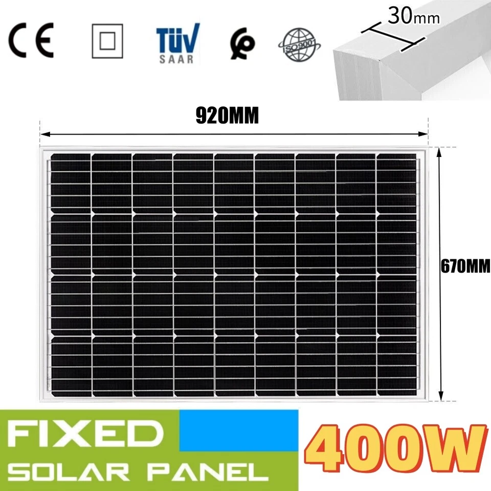 12V 400W Fixed Solar Panel Kit  20A Controller